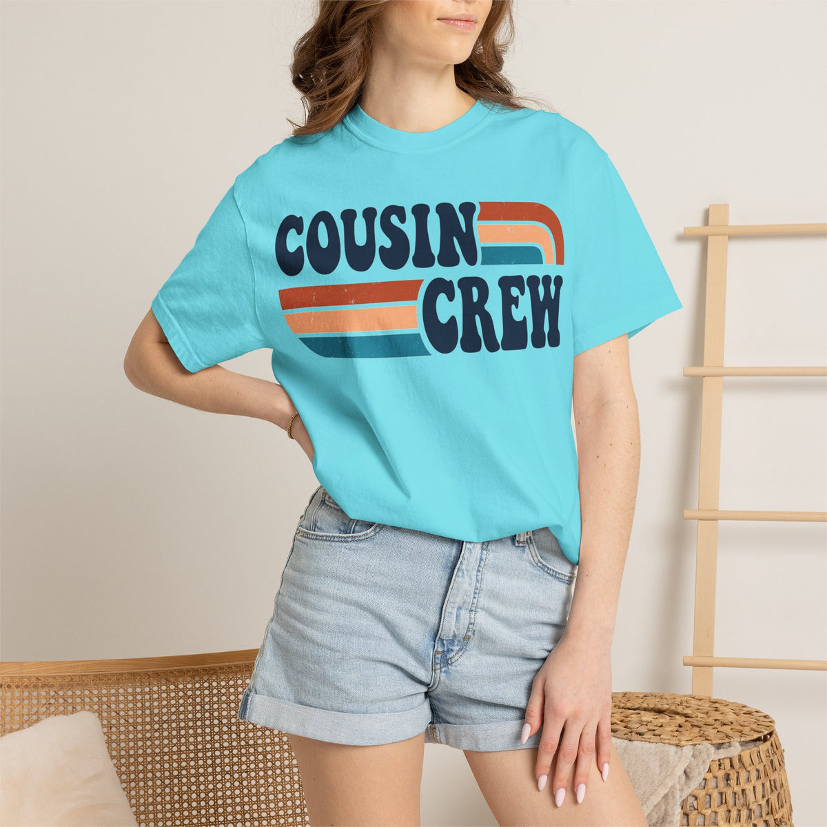 Cousin Crew Rainbow Stripe Shirt, Retro Family Reunion Tee, Matching Cousins Shirt, Family Gift