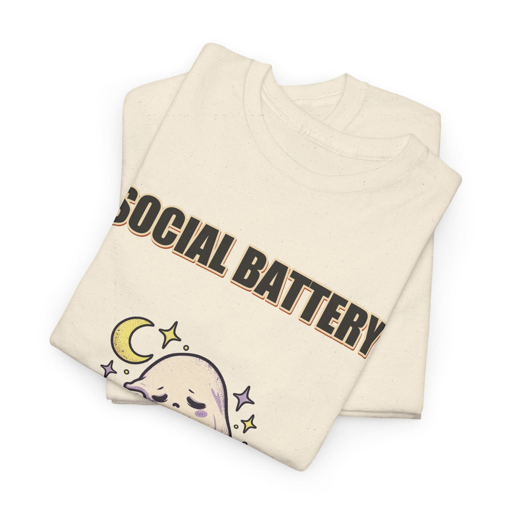 Social Battery 2% & Thriving – Moon Ghost T-Shirt