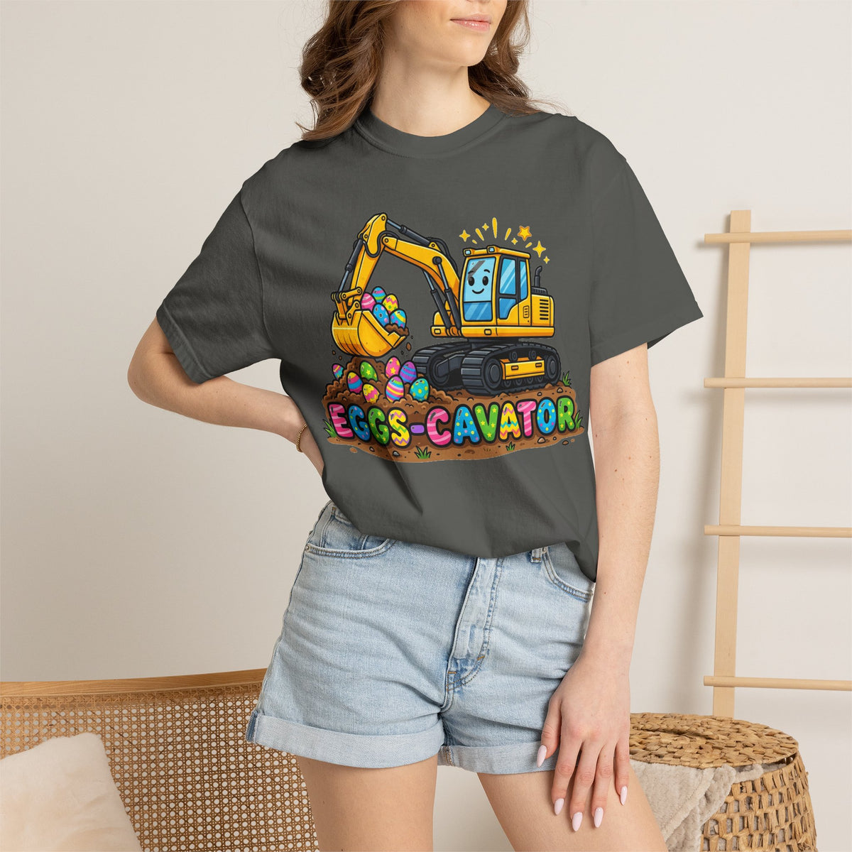 Eggs-Cavator Excavator Shirt, Funny Easter Construction Tee, Digger Easter Egg Shirt, Boys Easter Gift