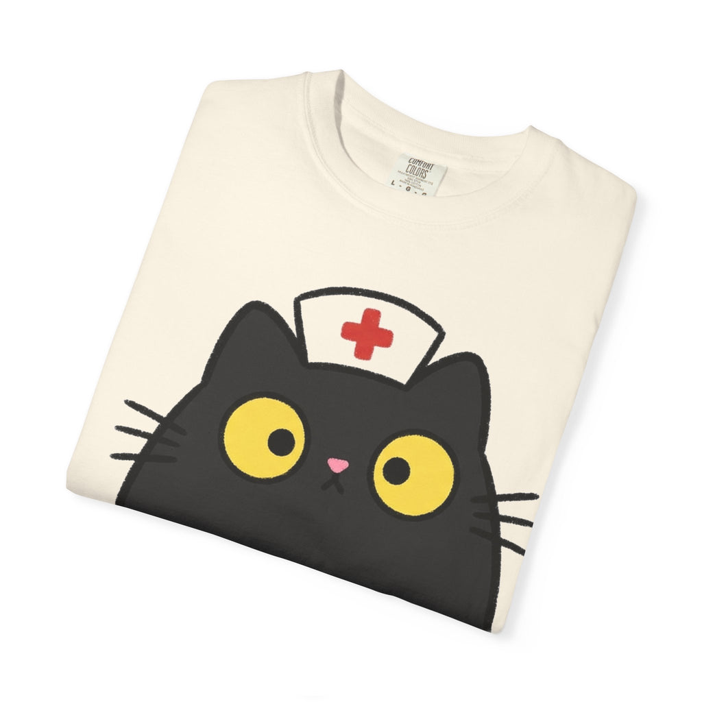 Kawaii Black Cat Nurse Shirt, Cute Cat In Nurse Cap Tee, Funny Nurse Cat Shirt, RN Gift
