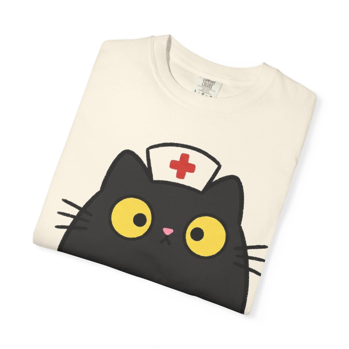 Kawaii Black Cat Nurse Shirt, Cute Cat In Nurse Cap Tee, Funny Nurse Cat Shirt, RN Gift