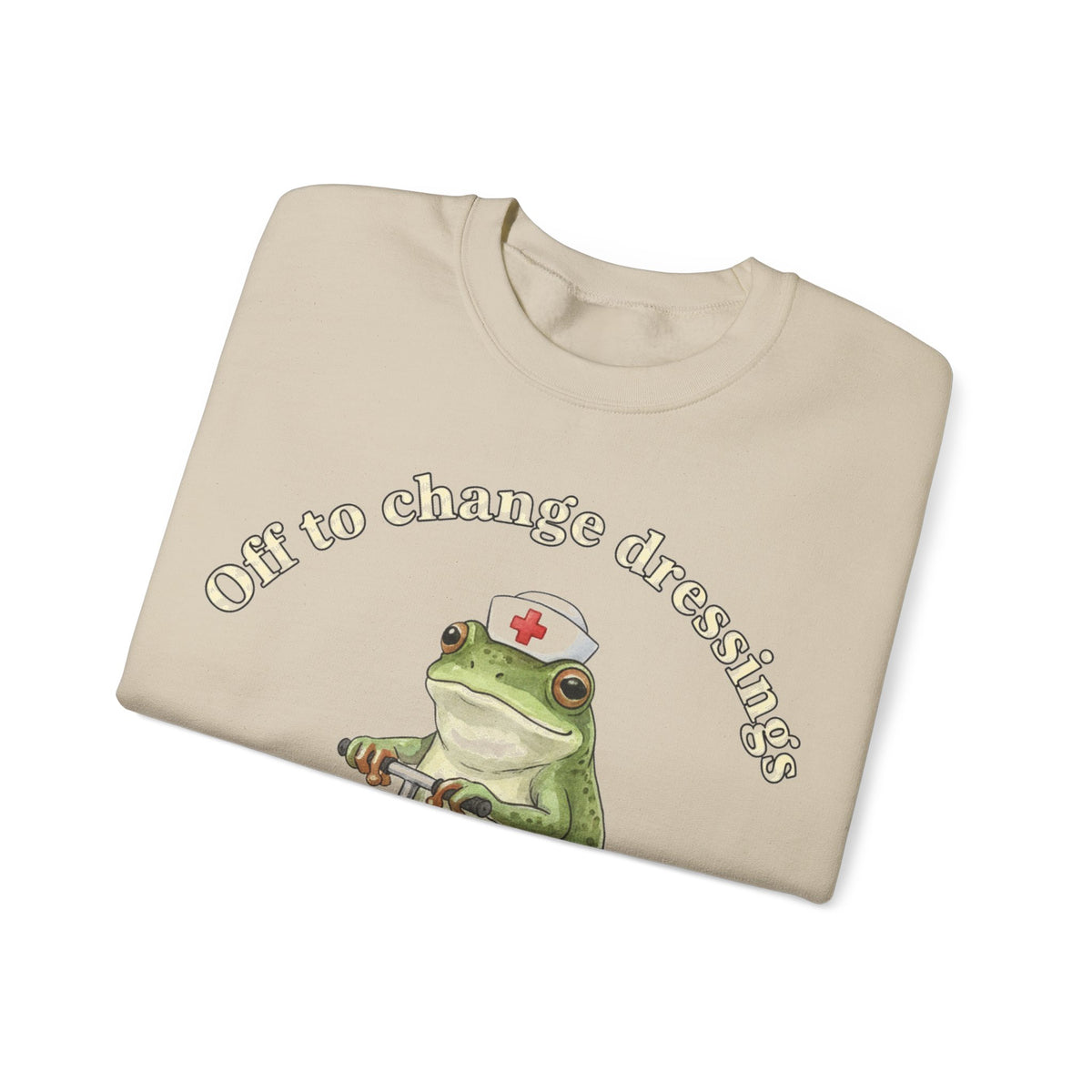 Off To Change Dressings Frog Nurse Sweatshirt, Wound Care Nurse Sweatshirt, Funny Frog Scooter Nurse Gift, Vintage RN Humor Sweatshirt, Scru