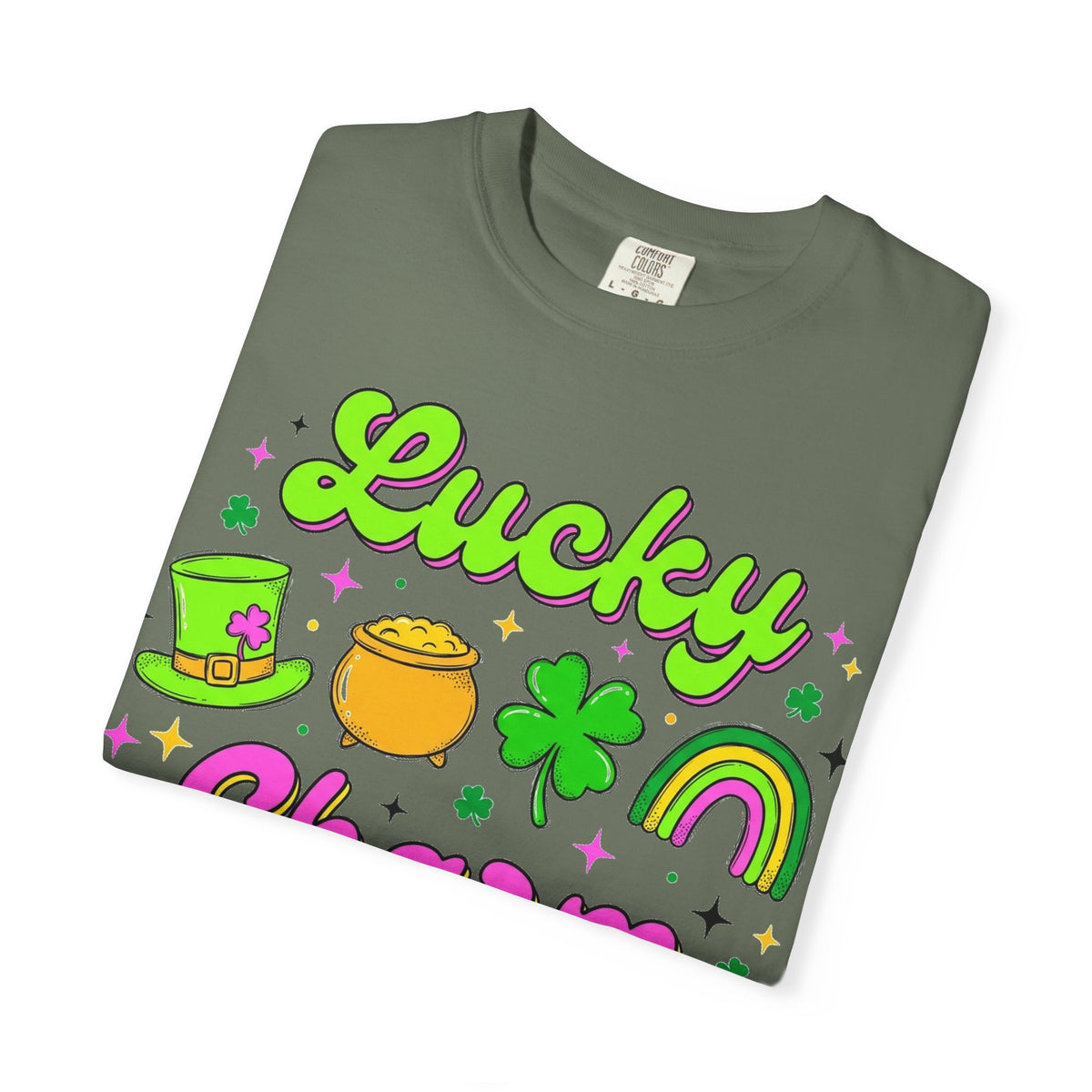 Lucky Charm Shirt, Retro St Patricks Day Doodle Tee, Pot Of Gold Rainbow Shirt, Irish Gift