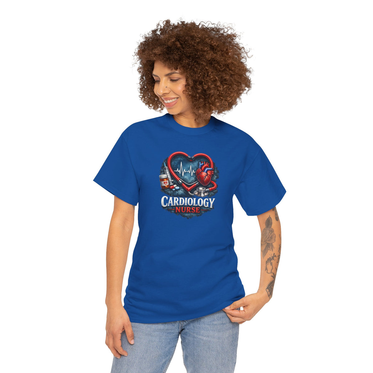 Cardiology Nurse T-Shirt — Heartbeat Stethoscope Design