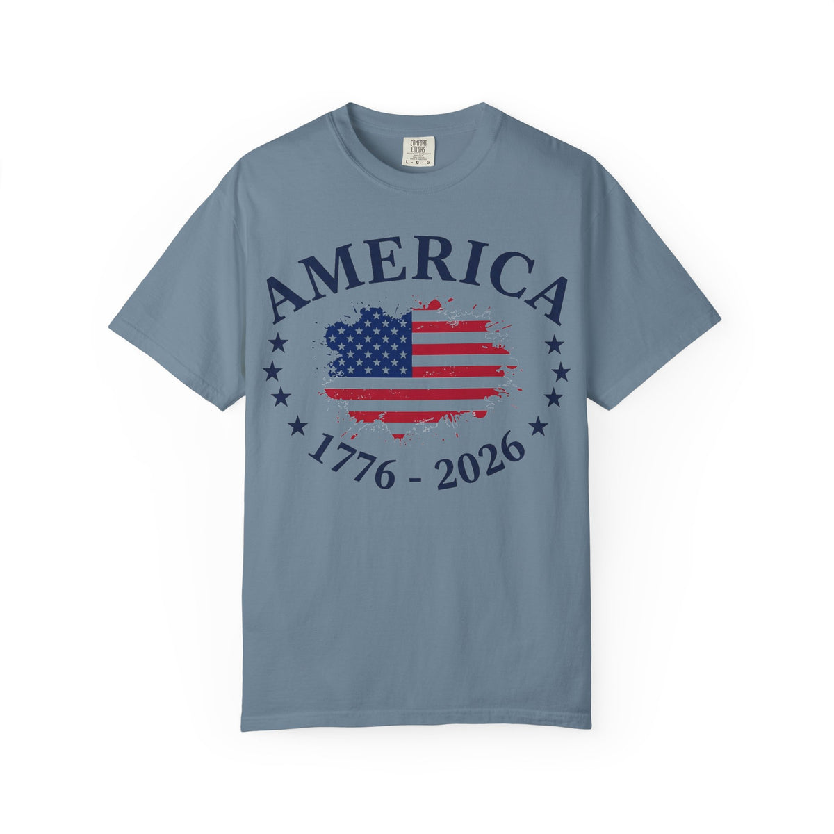 America 1776 2026 Wide Flag Shirt, Patriotic Star Border Tee, Distressed USA Flag Shirt, July 4th Gift