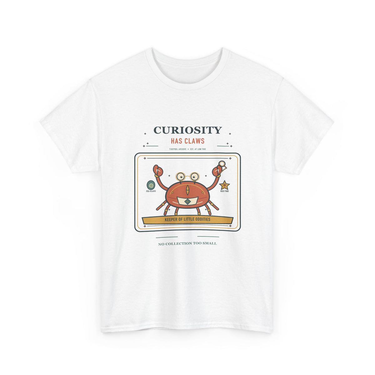 Curiosity Has Claws — Tidepool Archivist Crab T-Shirt
