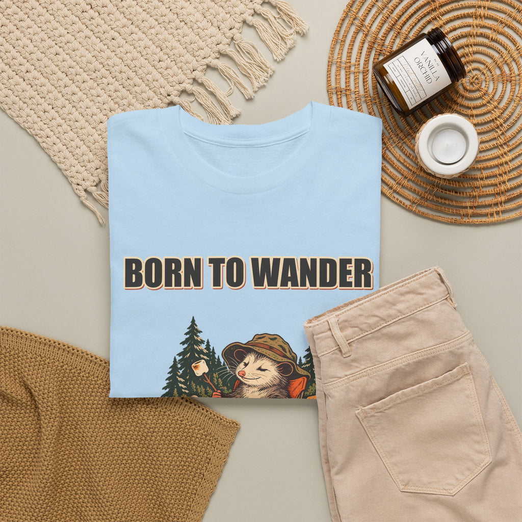 Born to Wander, Packed to Snack – Camping Opossum T-Shirt