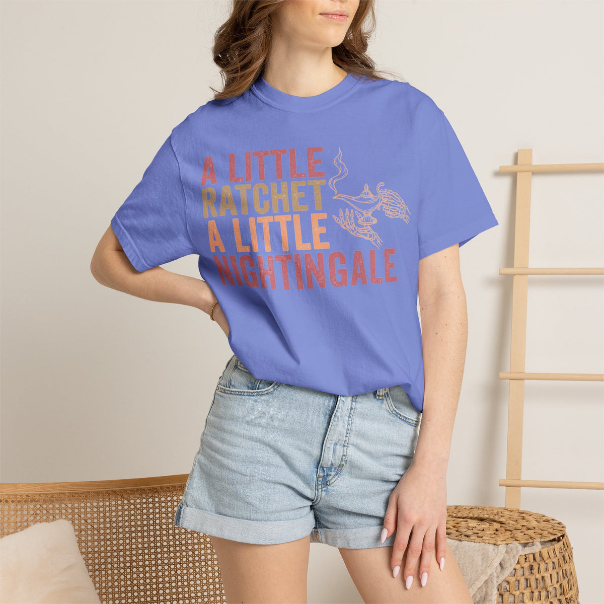 A Little Ratchet A Little Nightingale Shirt, Funny Nurse Shirt, Skeleton Hand Lamp Nurse Tee, Sarcastic RN Gift