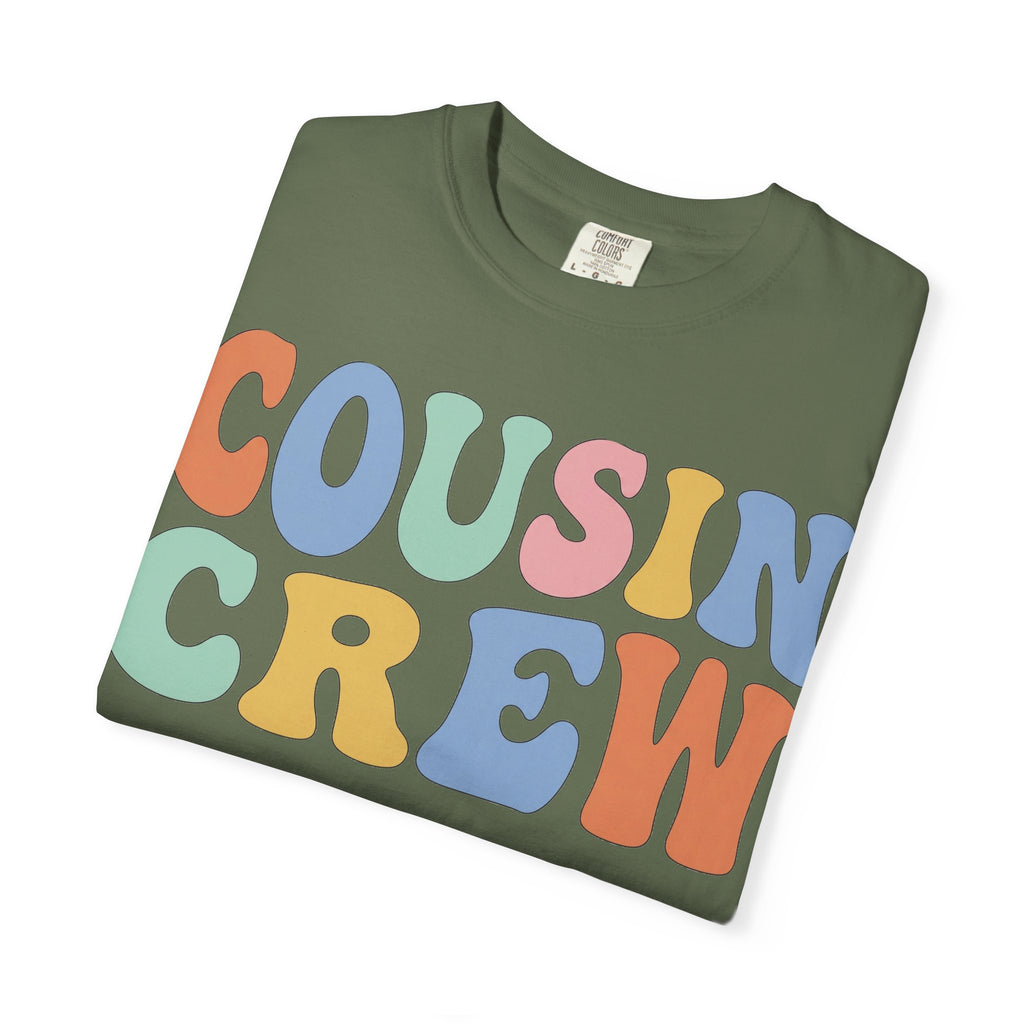Cousin Crew Wide Groovy Shirt, Pastel Retro Letter Tee, Family Reunion Matching Shirt, Cousin Gift