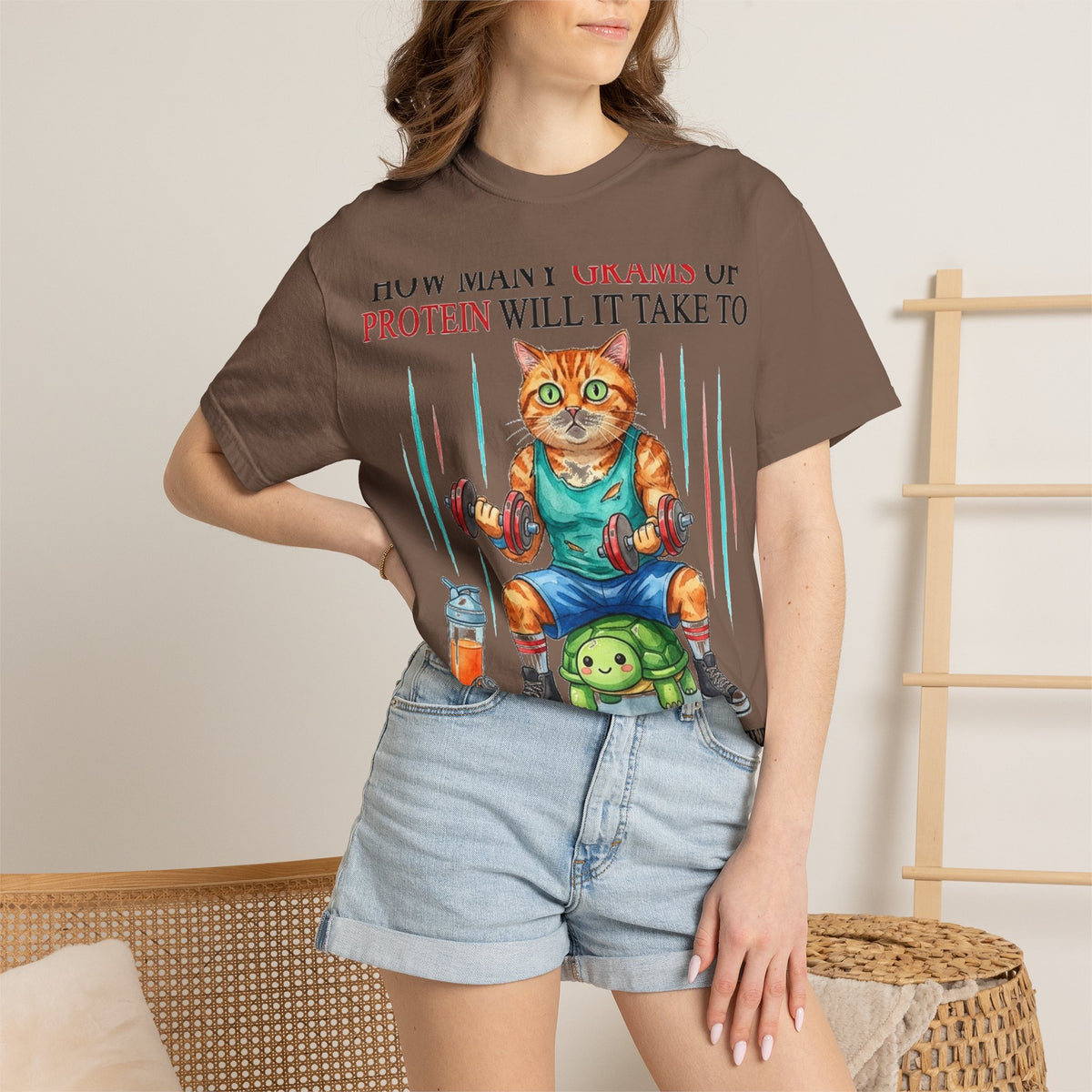 How Many Grams Of Protein Will It Take To Restore The Light In My Eyes Shirt, Funny Gym Cat Tee, Burnout Humor Shirt, Lifter Gift