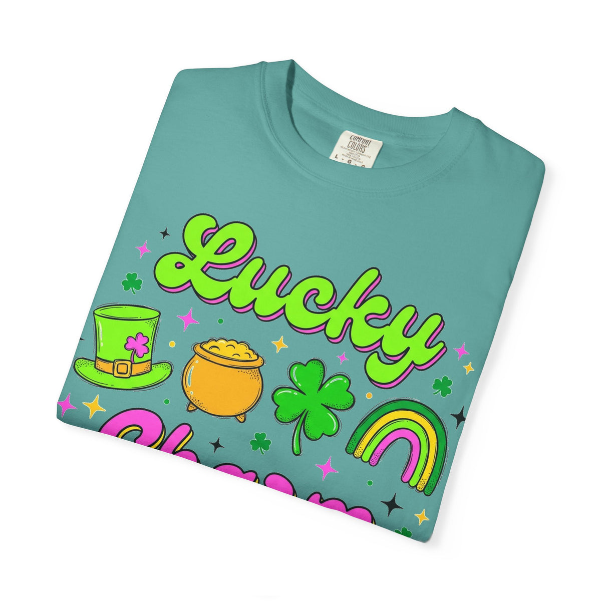 Lucky Charm Shirt, Retro St Patricks Day Doodle Tee, Pot Of Gold Rainbow Shirt, Irish Gift