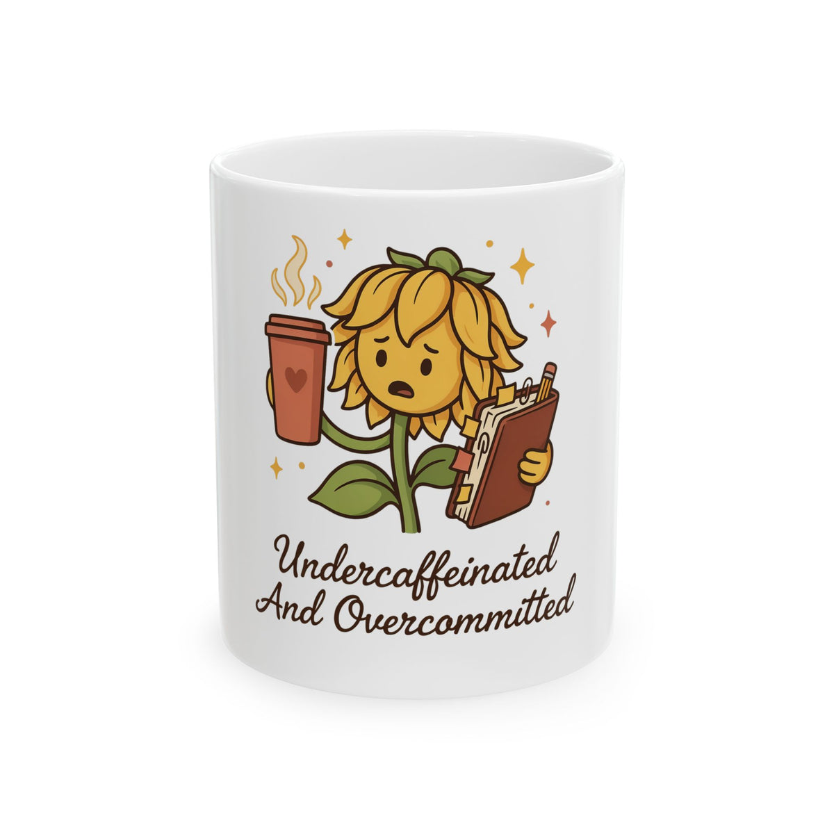 Undercaffeinated And Overcommitted Mug, Funny Sarcastic Gift for Coworker, Secret Santa Gift, Coffee Mug 11oz 15oz
