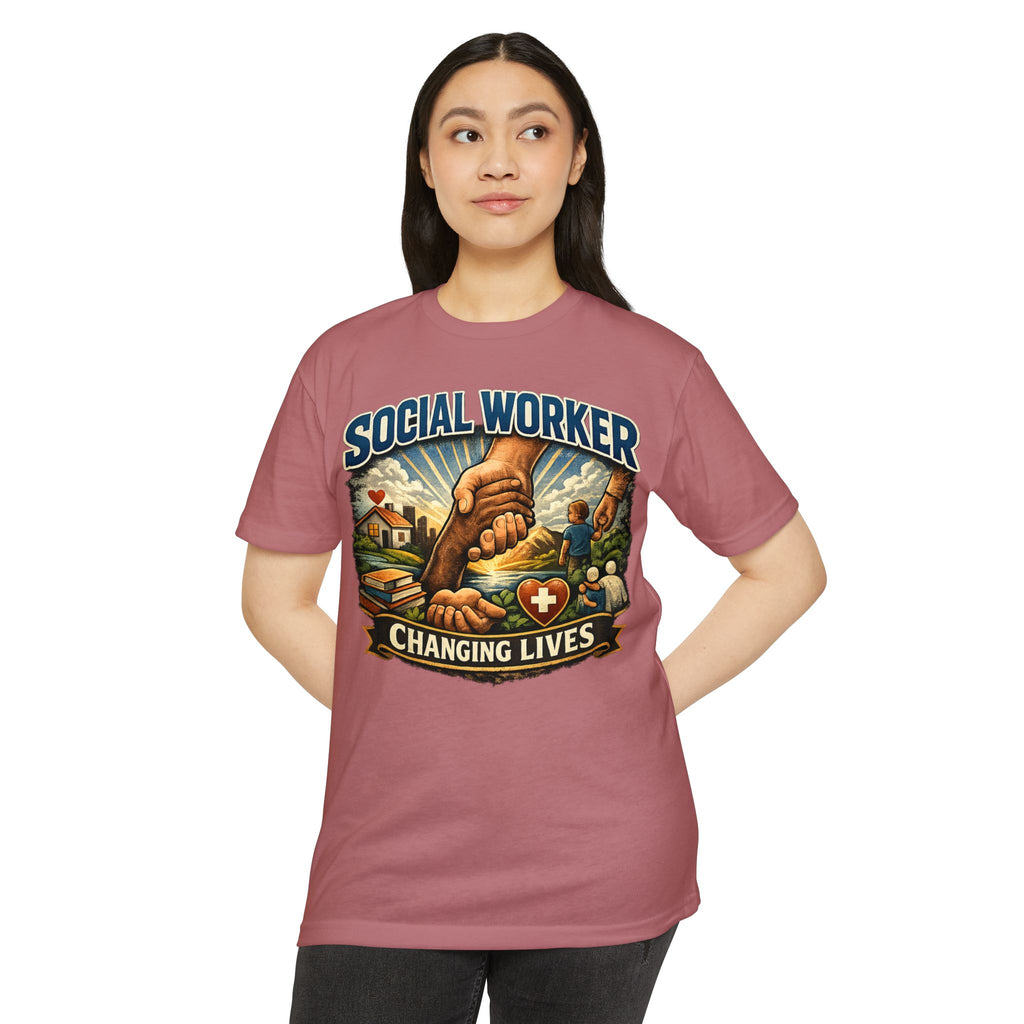 Social Worker T-Shirt — "Changing Lives" Graphic Tee for Caregivers & Advocates