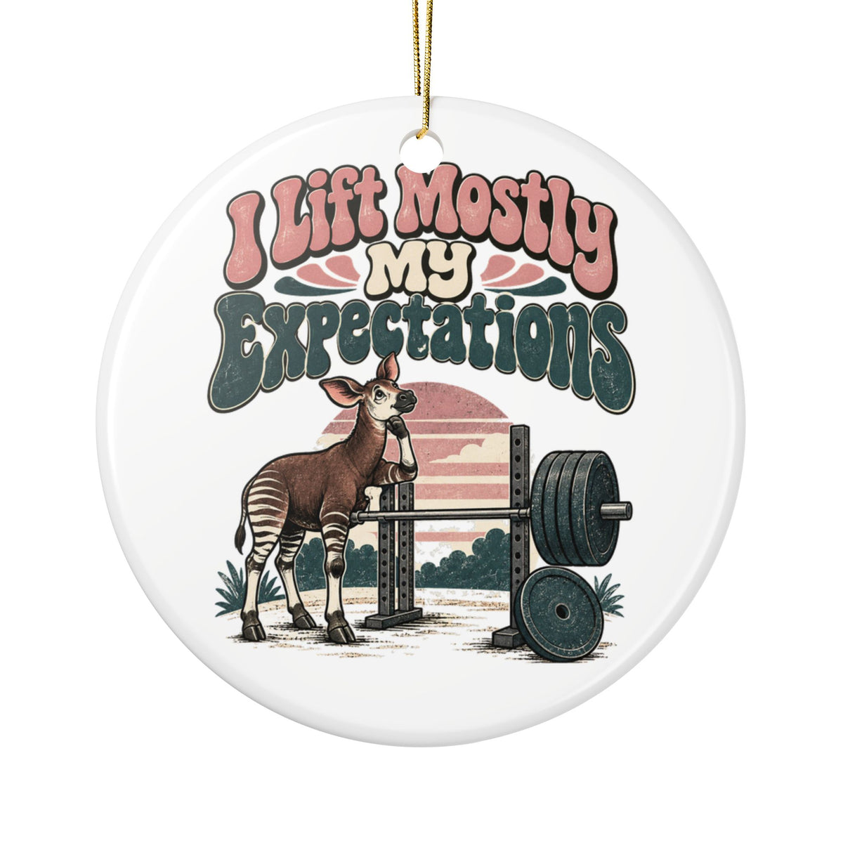 I Lift Mostly My Expectations Ornament, Funny Gym Lover Gift for Him Her, Workout Christmas Gift, Christmas Ornament 2026