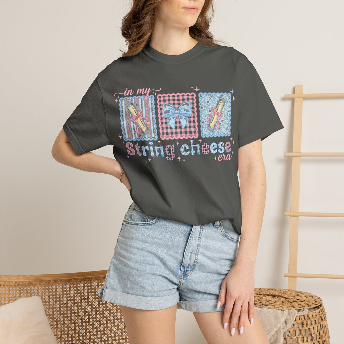 In My String Cheese Era Shirt, Coquette Bow Snack Tee, Funny Girl Dinner Shirt, Cute Gift