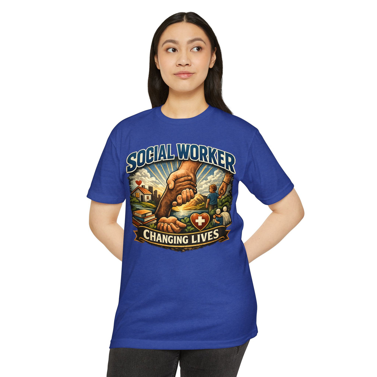 Social Worker T-Shirt — "Changing Lives" Graphic Tee for Caregivers & Advocates