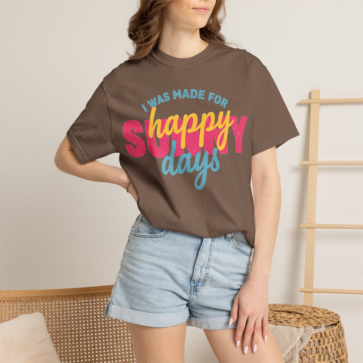 I Was Made For Happy Sunny Days Pastel Shirt, Soft Retro Summer Tee, Beach Vacation Shirt, Summer Gift