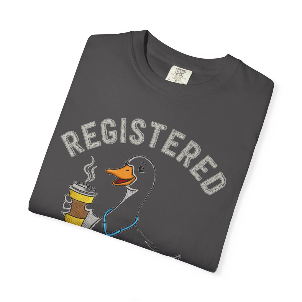 Registered Silly Goose Coffee Cup Shirt, Faux Stitch Nurse Goose Tee, Funny Nurse Shirt, RN Gift