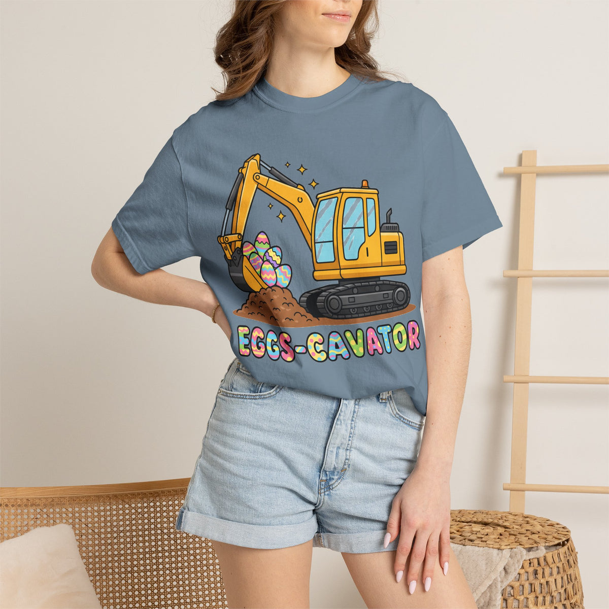 Eggs-Cavator Big Digger Shirt, Easter Excavator Tee, Construction Easter Shirt, Kids Easter Gift