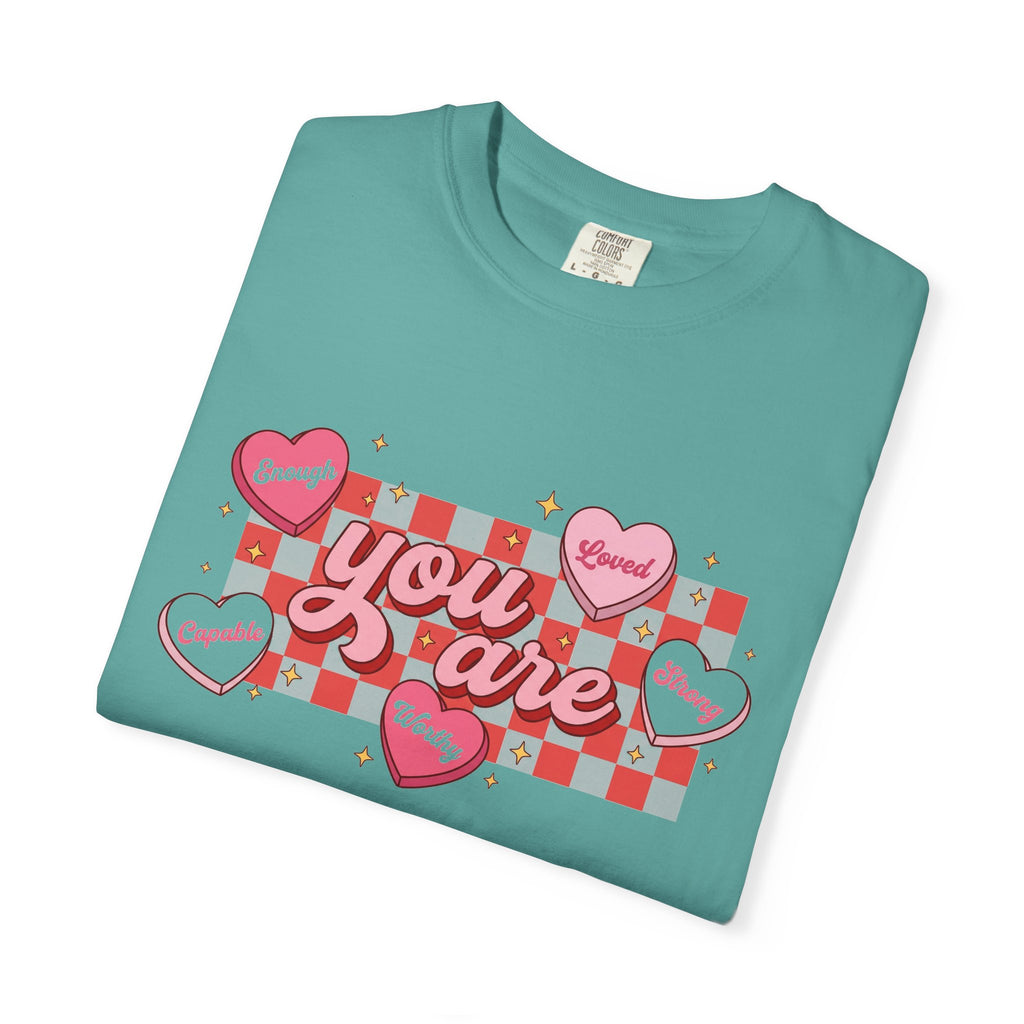 You Are Enough Candy Heart Shirt, Red Check Affirmation Tee, Valentines Self Love Shirt, Gift For Her