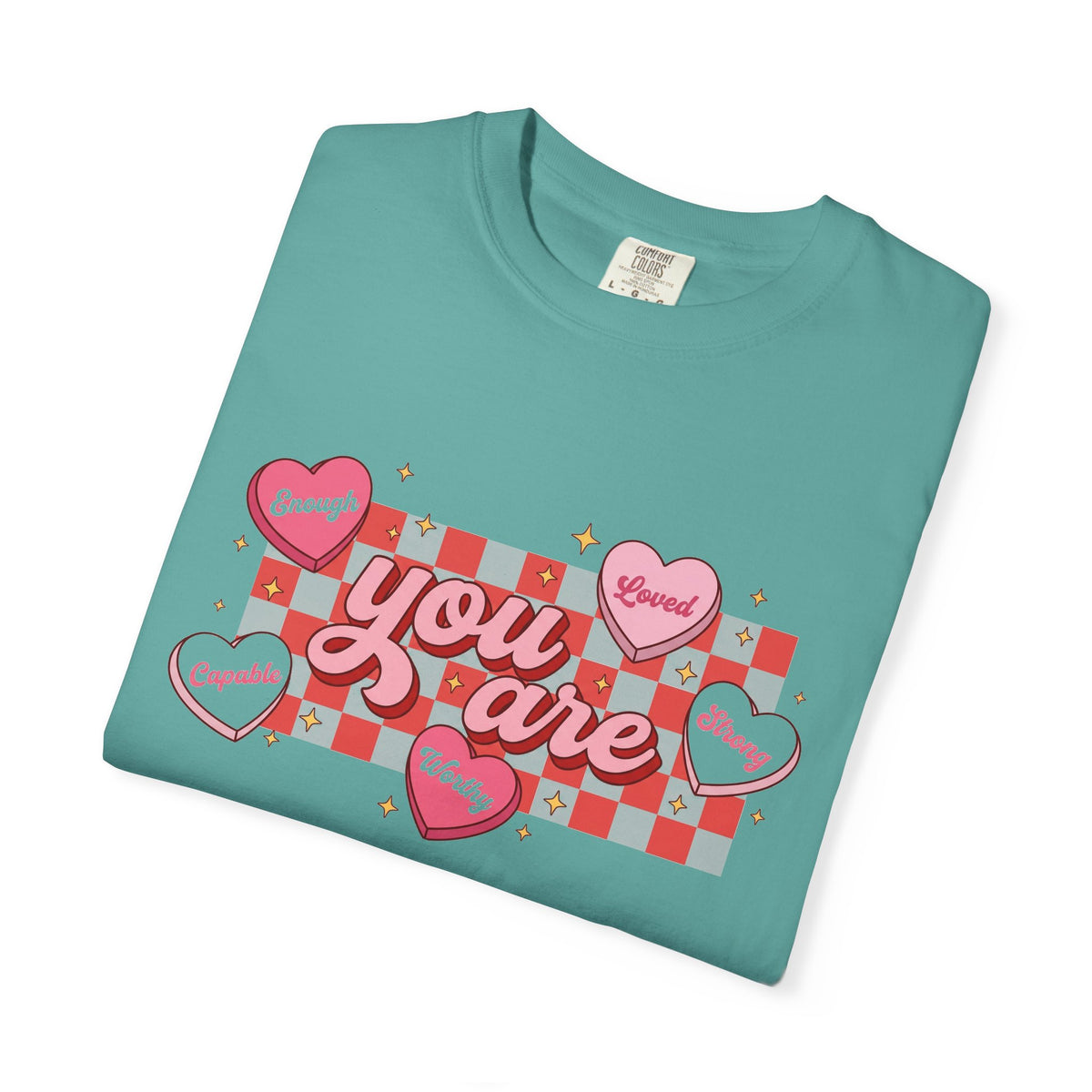 You Are Enough Candy Heart Shirt, Red Check Affirmation Tee, Valentines Self Love Shirt, Gift For Her