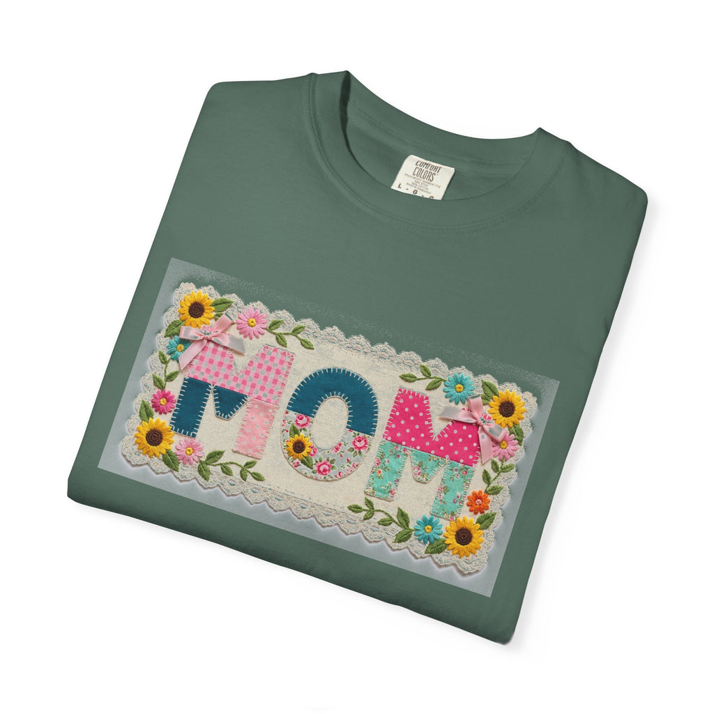 Mom Floral Applique Shirt, Faux Embroidery Sunflower MOM Tee, Mothers Day Shirt, Mom Gift
