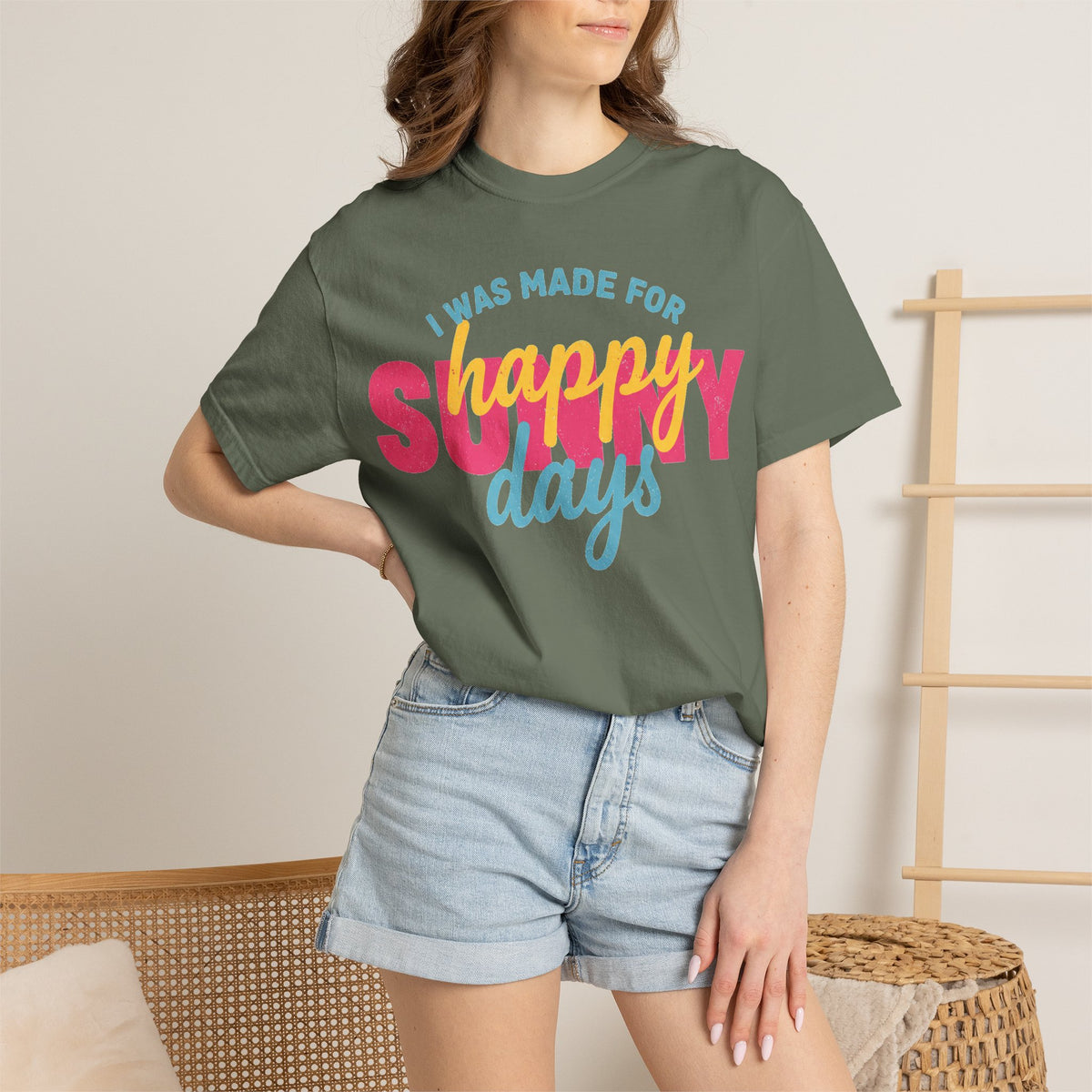 I Was Made For Happy Sunny Days Pastel Shirt, Soft Retro Summer Tee, Beach Vacation Shirt, Summer Gift