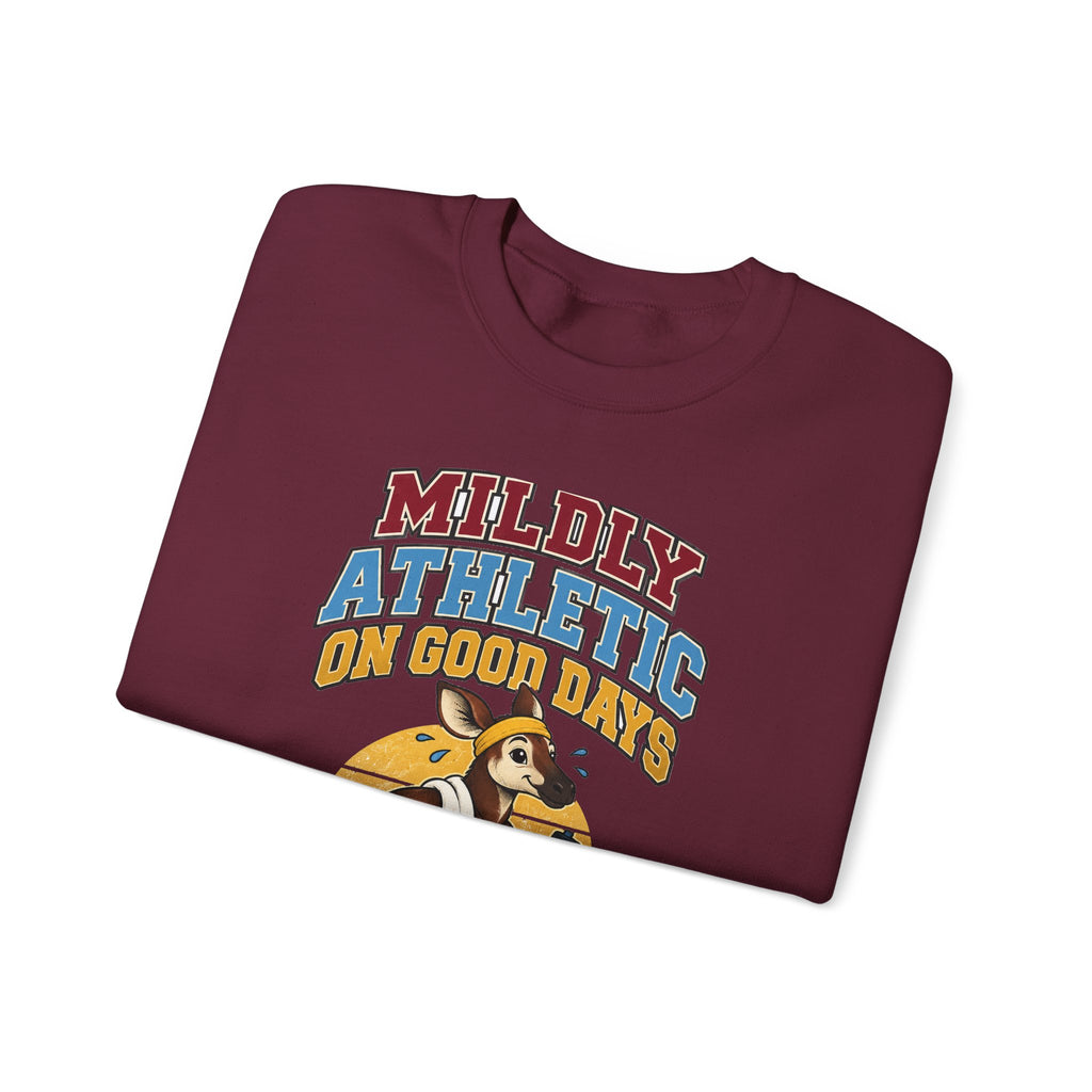 Funny Gym Sweatshirt Mildly Athletic On Good Days Running Humor Workout Comfort Colors Tee