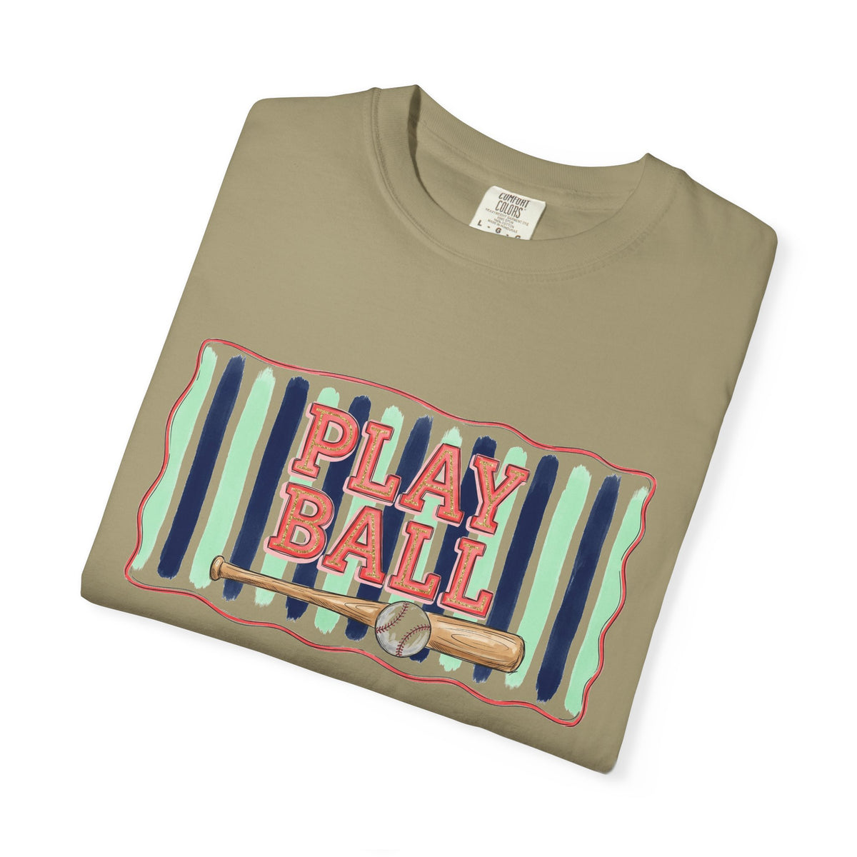 Play Ball Shirt, Painted Stripe Baseball Tee, Vintage Baseball Mom Shirt, Game Day Gift