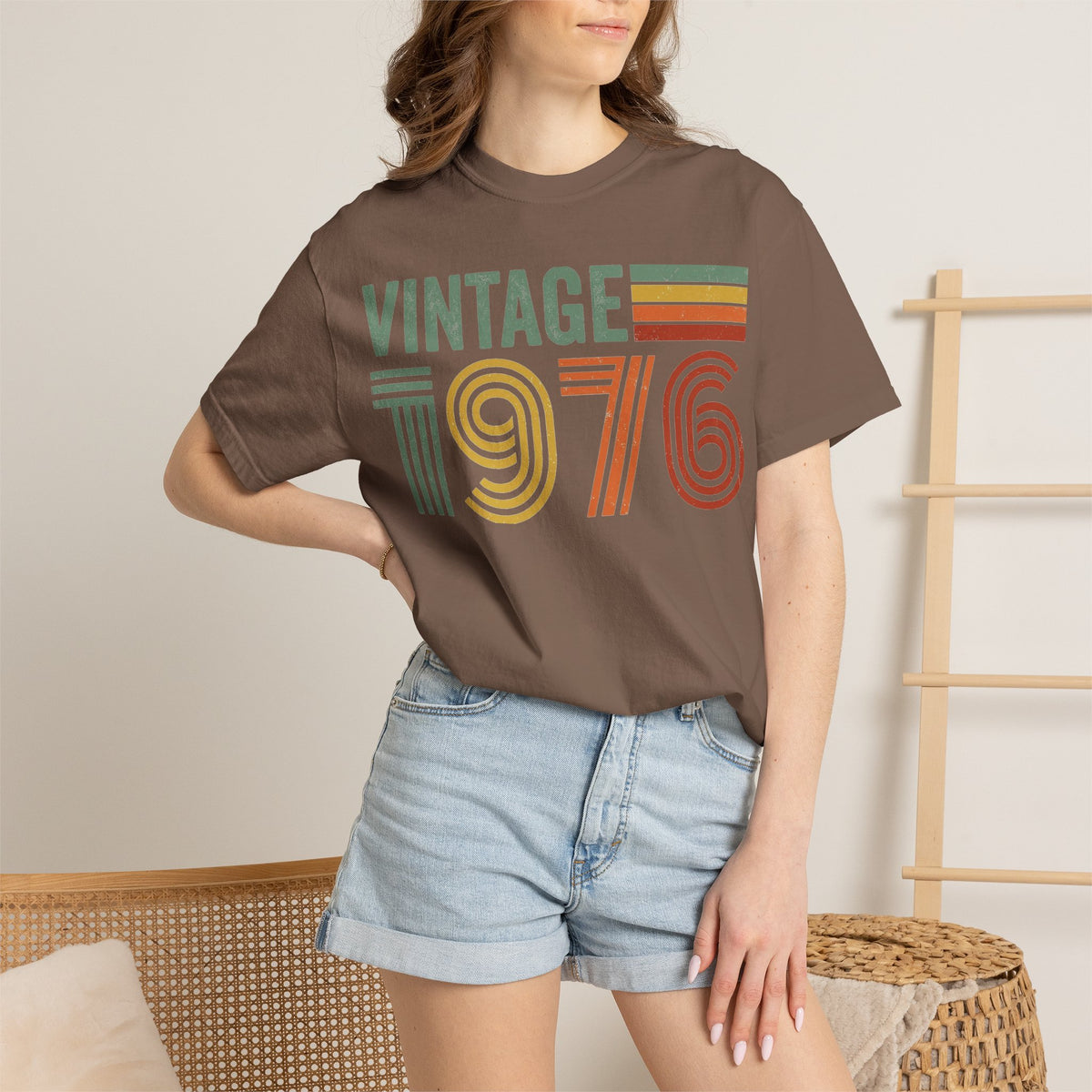 Vintage 1976 Wide Shirt, Retro Striped Birth Year Tee, 50th Birthday Shirt, 1976 Gift