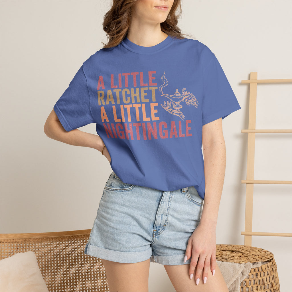 A Little Ratchet A Little Nightingale Shirt, Funny Nurse Shirt, Skeleton Hand Lamp Nurse Tee, Sarcastic RN Gift
