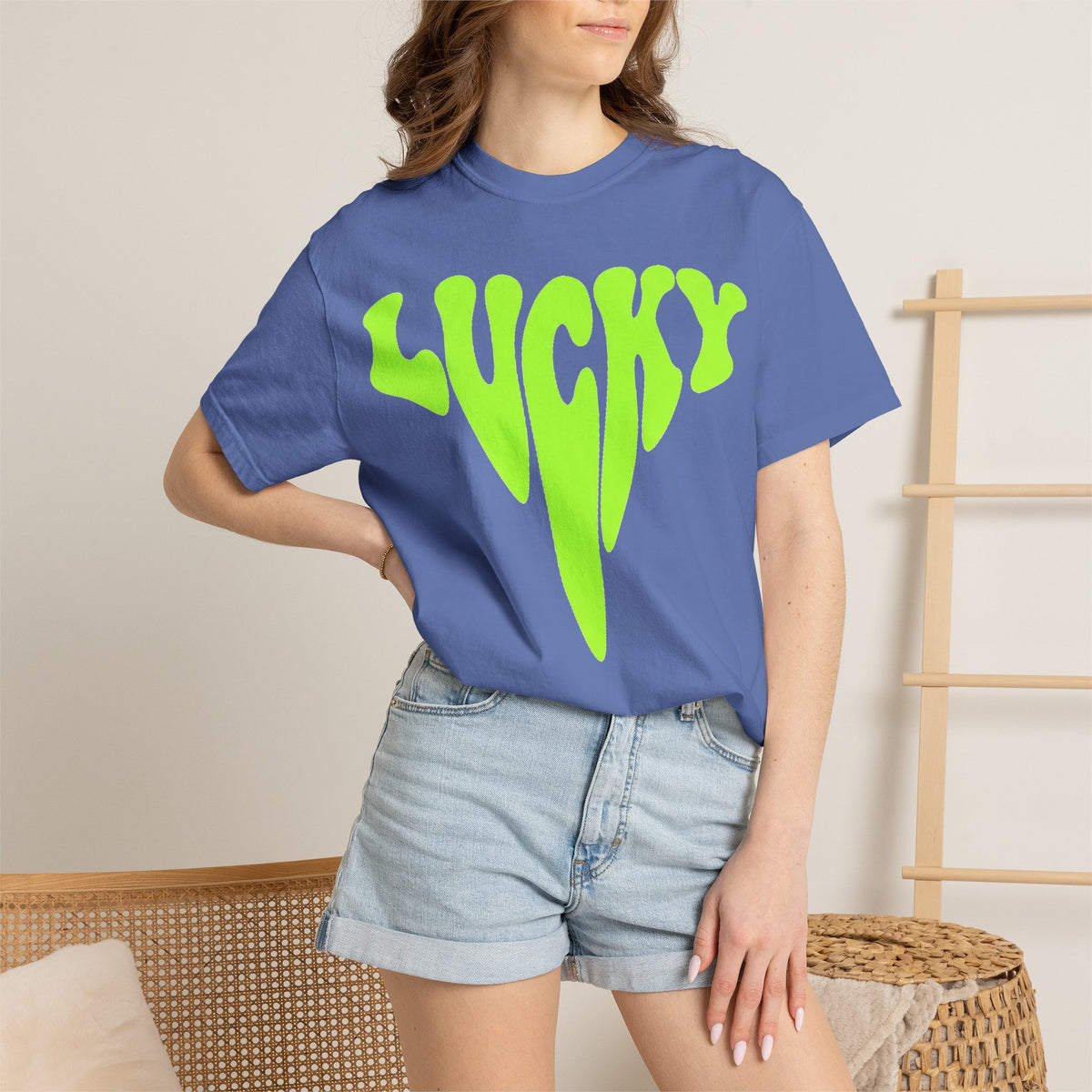Lucky Drip Shirt, Neon Psychedelic Lettering Tee, Trippy St Patricks Day Shirt, Rave Gift