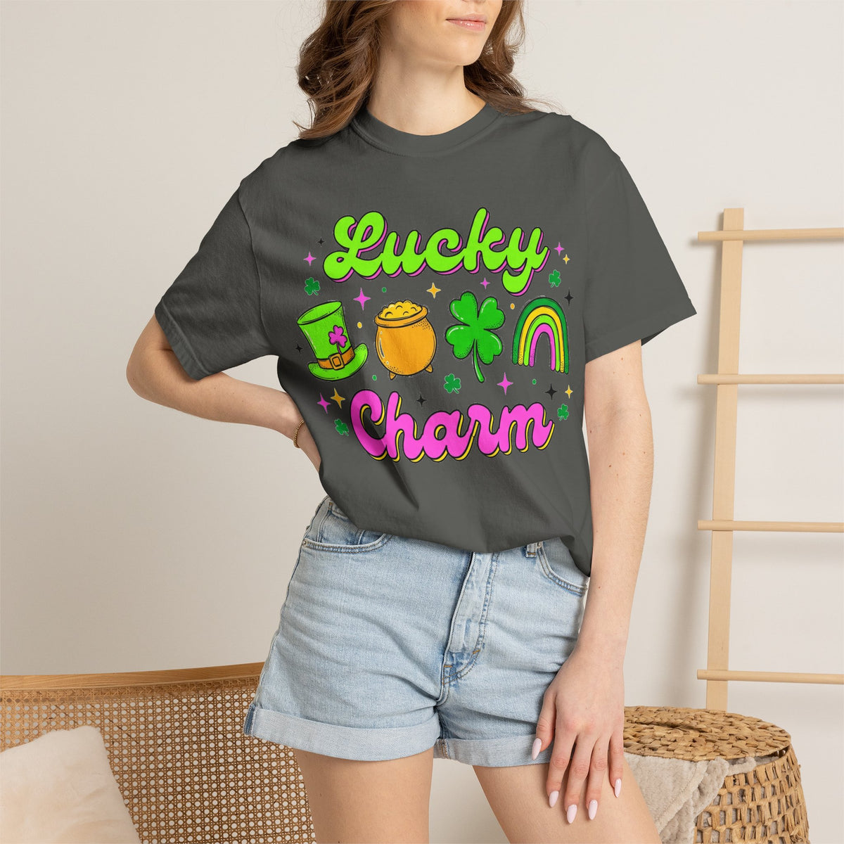 Lucky Charm Shirt, Retro St Patricks Day Doodle Tee, Pot Of Gold Rainbow Shirt, Irish Gift