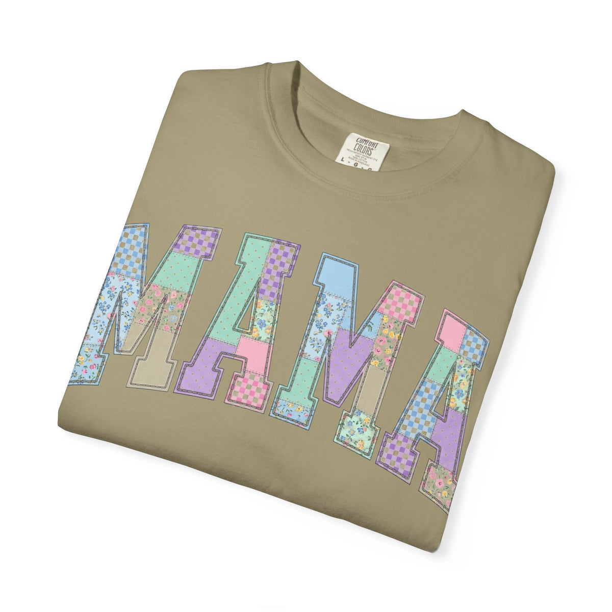 Mama Arched Patchwork Shirt, Pastel Quilt Letter Tee, Cottagecore Mom Shirt, Mothers Day Gift