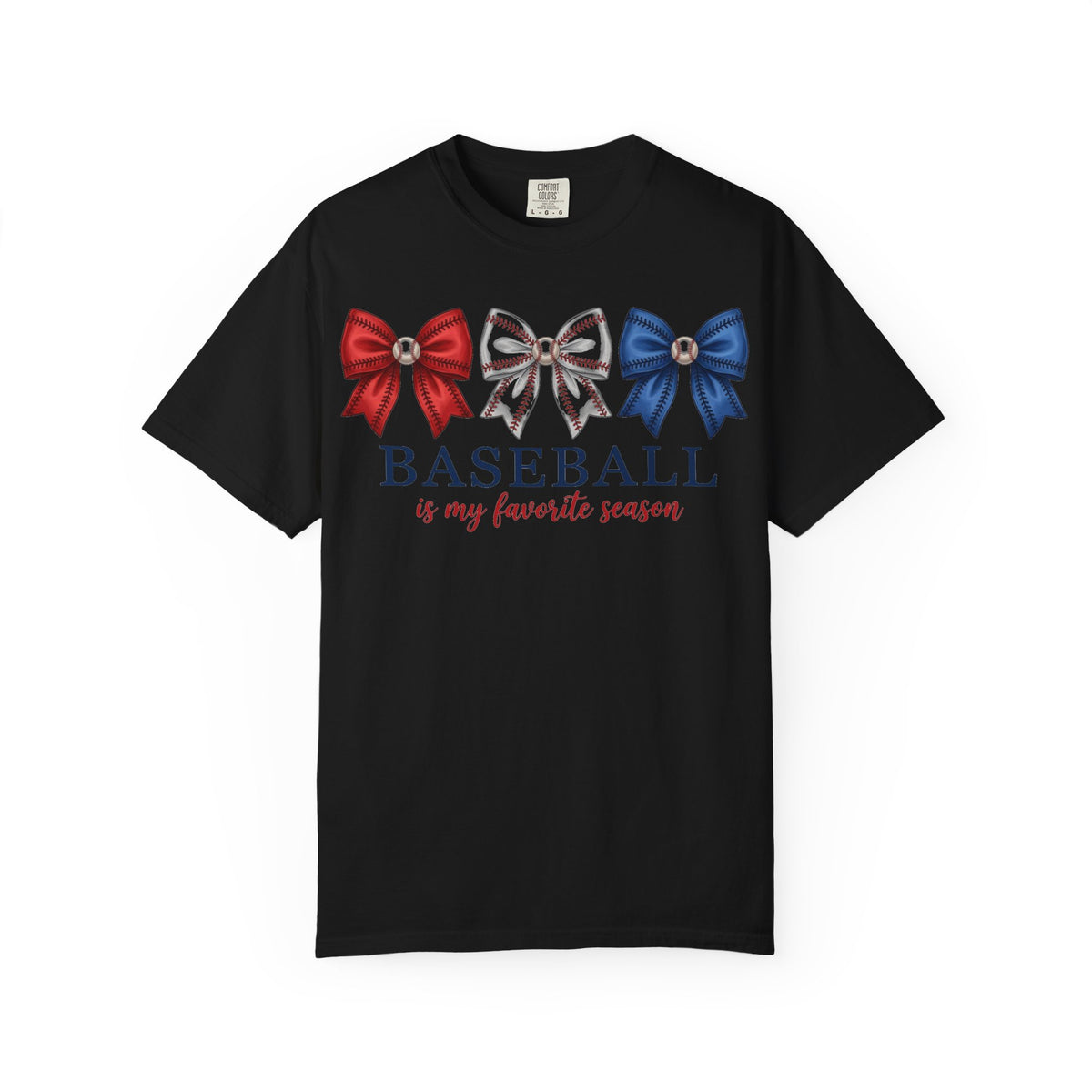 Baseball Is My Favorite Season Tee, Small Bow Trio Baseball Shirt, Coquette Sports Mom Shirt, Game Day Gift