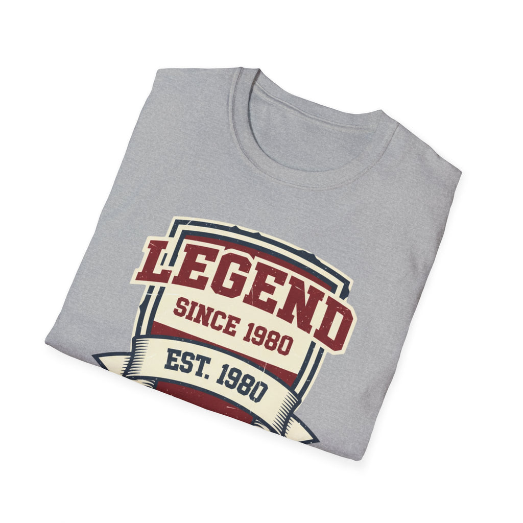 T-Shirt — "Legend Since 1980" Vintage Shield Birthday Tee