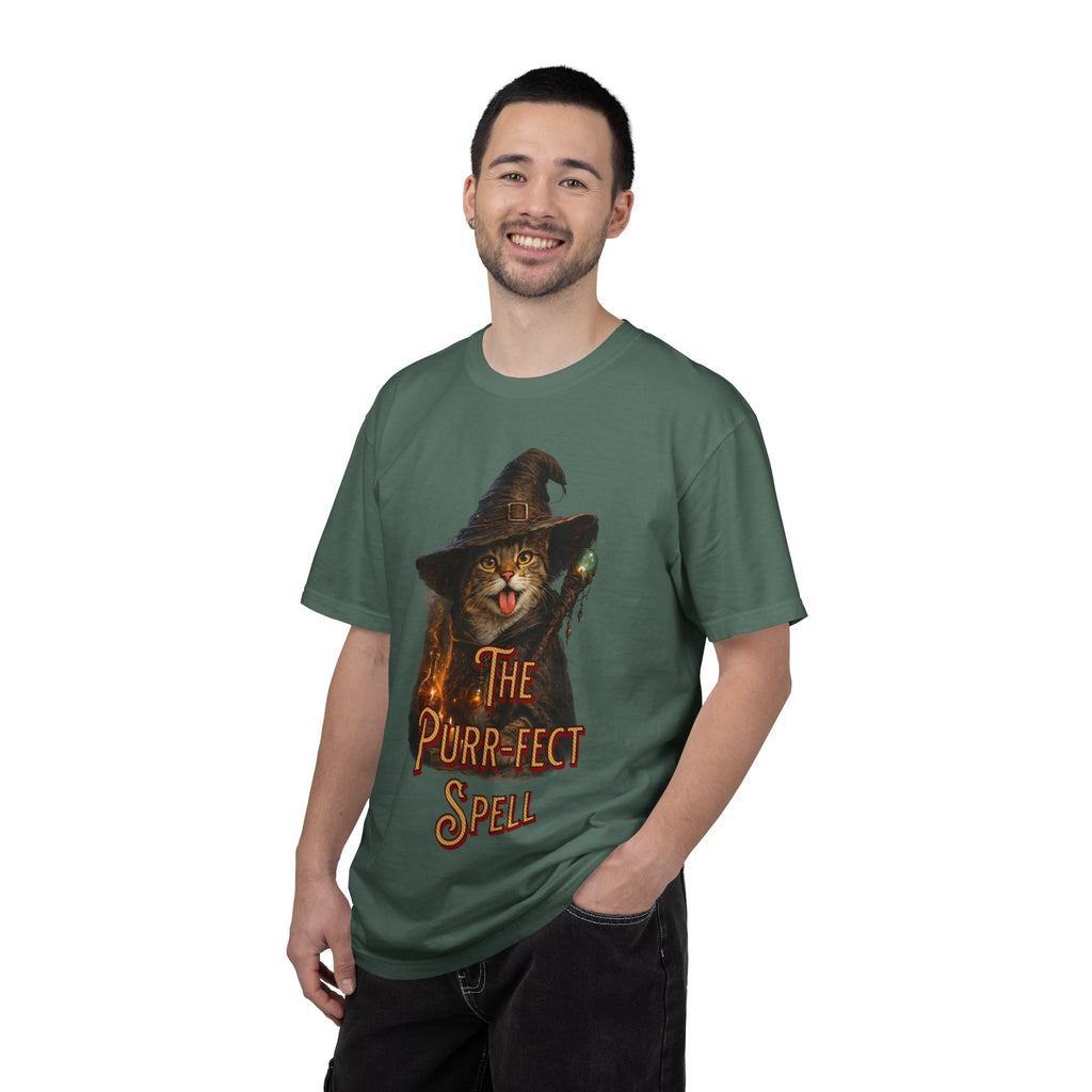 The Purr-fect Spell Shirt, Witch Cat Graphic Tee, Cat Lover Gift
