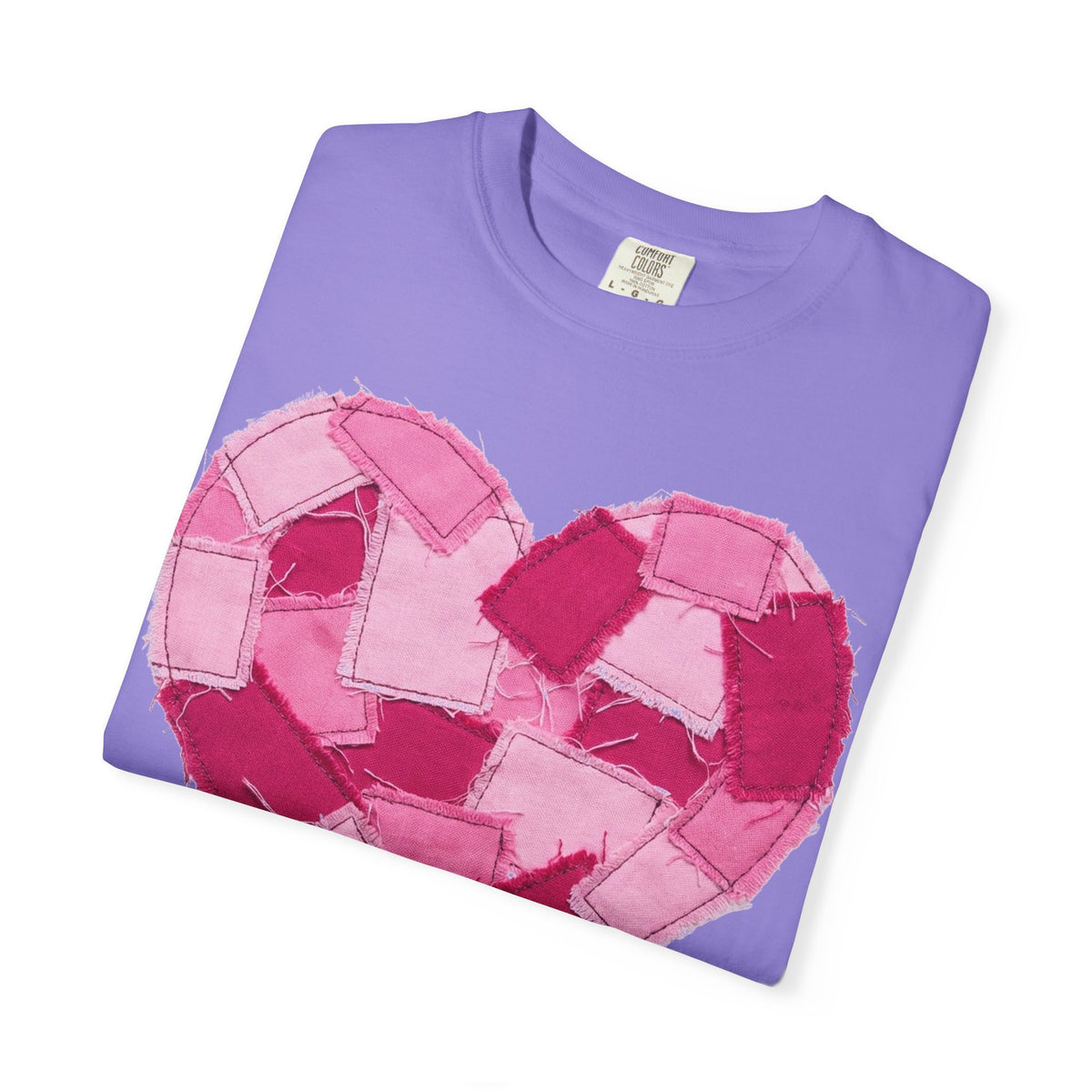 Patchwork Heart Shirt, Frayed Pink Quilt Heart Tee, Shabby Chic Valentine Shirt, Cozy Gift