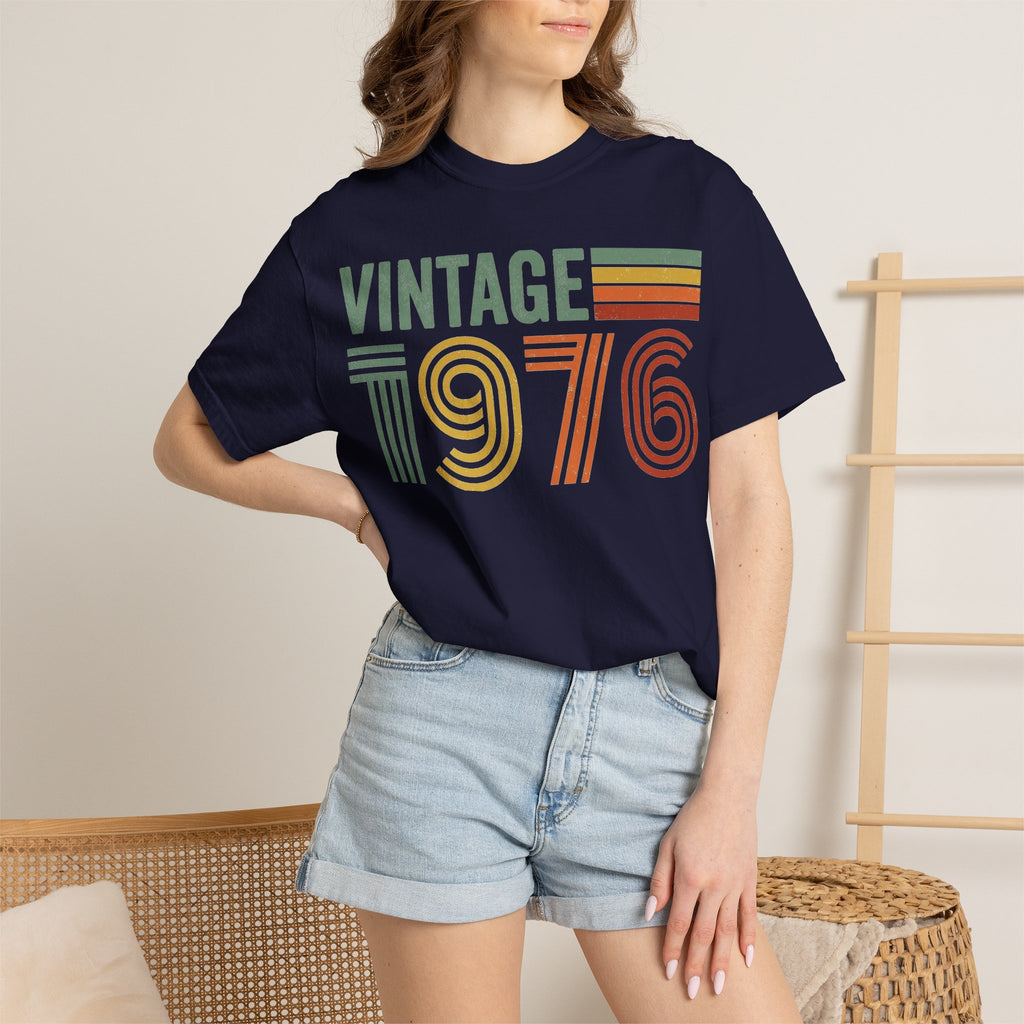Vintage 1976 Wide Shirt, Retro Striped Birth Year Tee, 50th Birthday Shirt, 1976 Gift