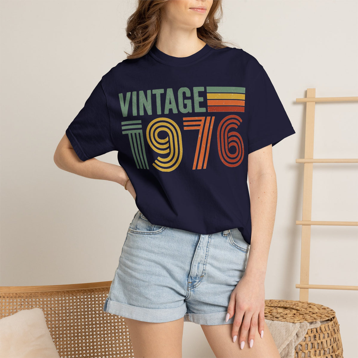 Vintage 1976 Wide Shirt, Retro Striped Birth Year Tee, 50th Birthday Shirt, 1976 Gift