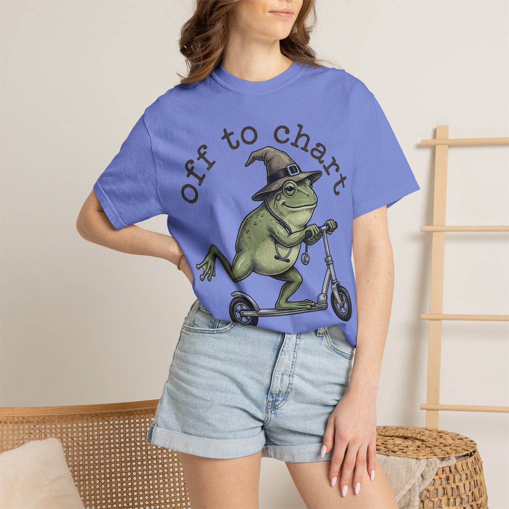 Off To Chart Etched Frog Shirt, Vintage Nurse Frog Scooter Tee, Charting Humor Shirt, RN Gift