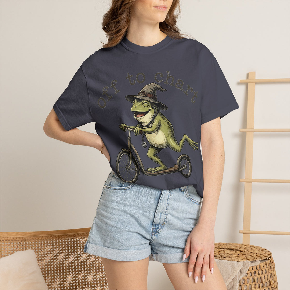 Off To Chart Grinning Frog Shirt, Nurse Frog Scooter Tee, Funny Charting Shirt, RN Gift