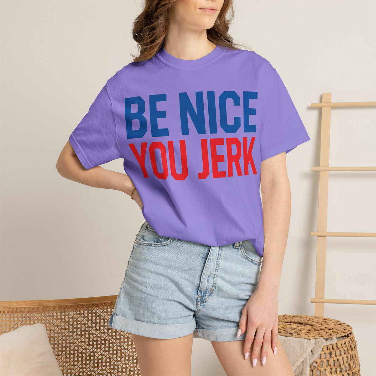 Be Nice You Jerk Shirt, Funny Sarcastic Quote Tee, Bold Retro Typography Shirt, Snarky Gift