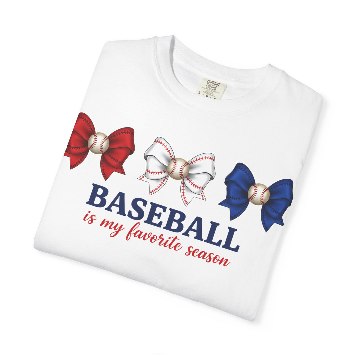 Baseball Is My Favorite Season Shirt, Red White Blue Bows Tee, Baseball Mama Shirt, Opening Day Gift