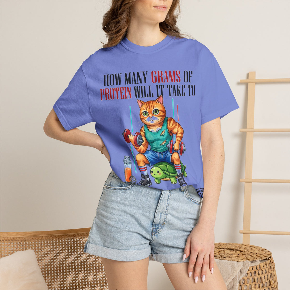 How Many Grams Of Protein Restore The Light In My Eyes Wide Shirt, Buff Gym Cat Tee, Funny Lifting Shirt, Gym Gift