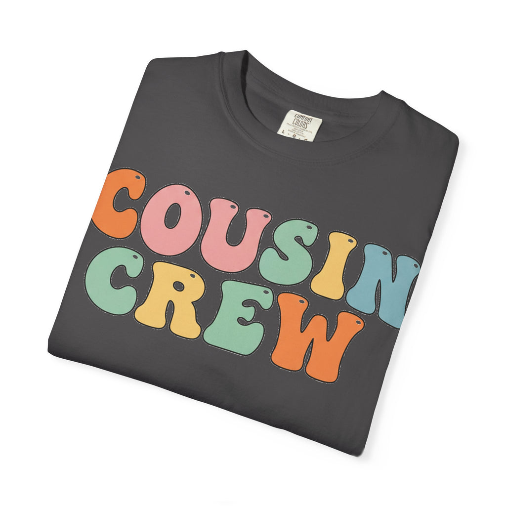 Cousin Crew Stacked Shirt, Groovy Retro Pastel Tee, Matching Cousins Reunion Shirt, Family Gift