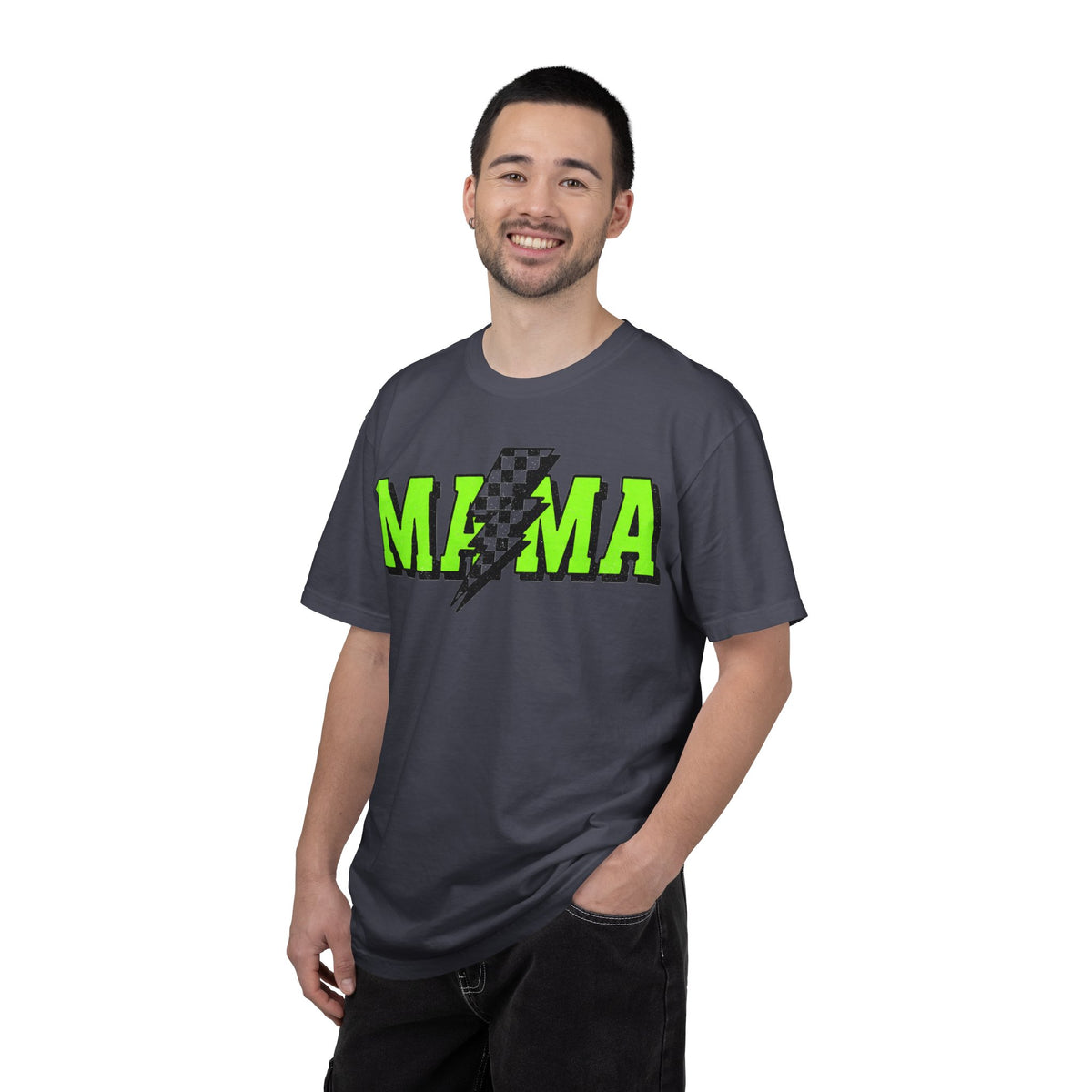 Mama Checkered Bolt Shirt, Green Lightning Mom Tee, Edgy Mama Shirt, Mothers Day Gift