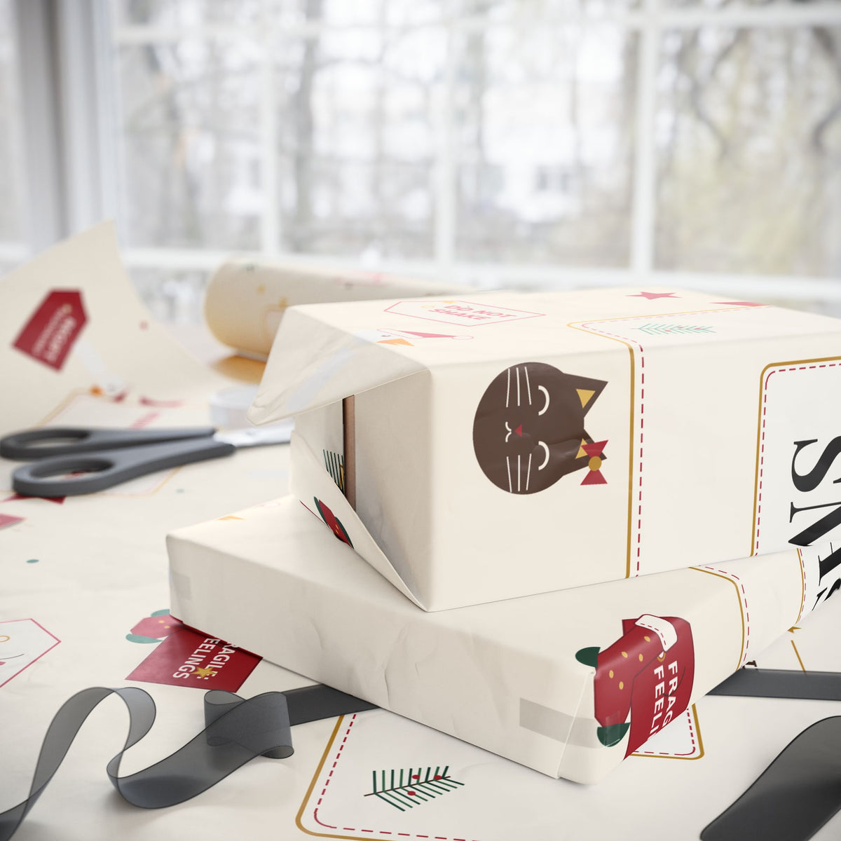 Personalized Christmas Wrapping Paper — Merry Christmas From The Family Name, Custom Holiday Gift Wrap 2026