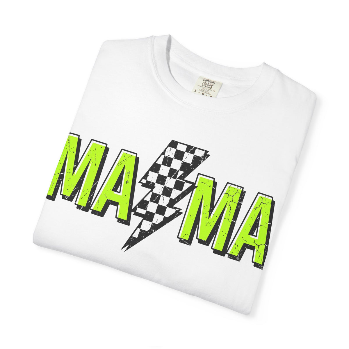 Mama Lightning Bolt Shirt, Neon Green Checkered Bolt Tee, Edgy Mom Shirt, Mama Gift