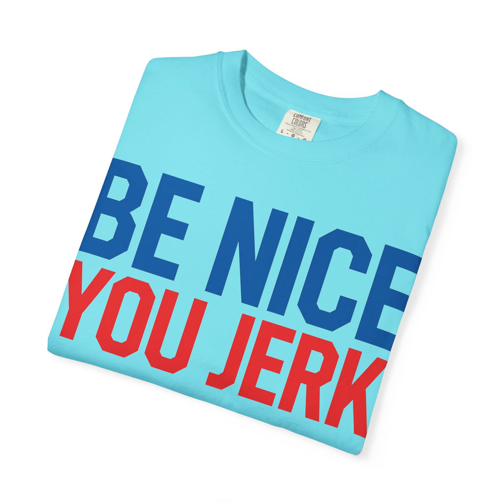 Be Nice You Jerk Shirt, Funny Sarcastic Quote Tee, Bold Retro Typography Shirt, Snarky Gift
